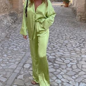 Green Satin Set